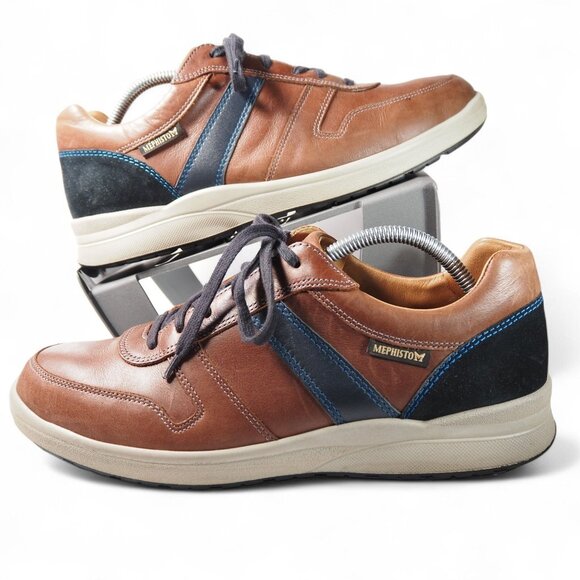 Mephisto Vido Casual Leather Sneakers Men's 9 Chestnut Brown Walking Comfort - Picture 1 of 13